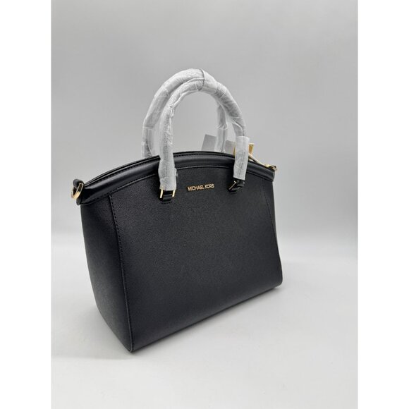 MICHAEL KORS Yara saffiano leather large dome satchel crossbody bag -Black - Picture 3 of 6